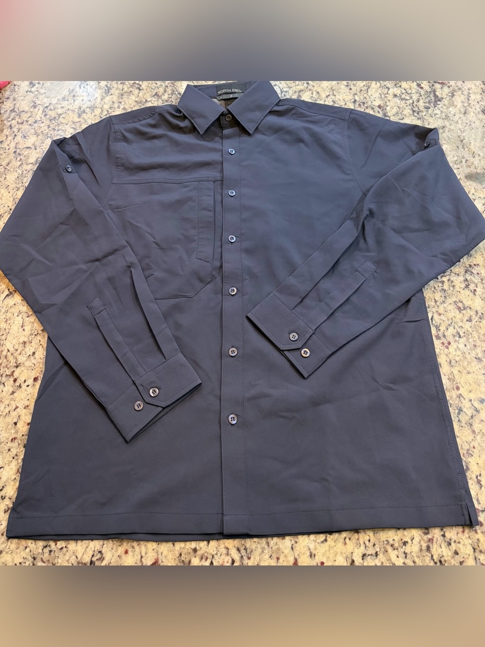 North End Navy Men's Stretch Performance Button Up Shirt